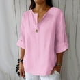 thumbnail image 1 of LADIGASU Women's Summer V Neck Leisure Three-quarter Sleeve Solid, 1 of 6