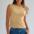 thumbnail image 1 of LADIGASU Women'sSleeveless Round Neck Strap Solid Color Casual Top T-shirt, 1 of 7