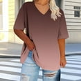 thumbnail image 1 of LADIGASU Women's Oversized Casual V-neck Short Sleeved Solid Summer Base Shirt Sports T-shirt, 1 of 6