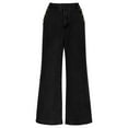 thumbnail image 1 of LADIGASU Women's Solid ColorButton Zipper Button Wide Leg Jeans And Pants, 1 of 5