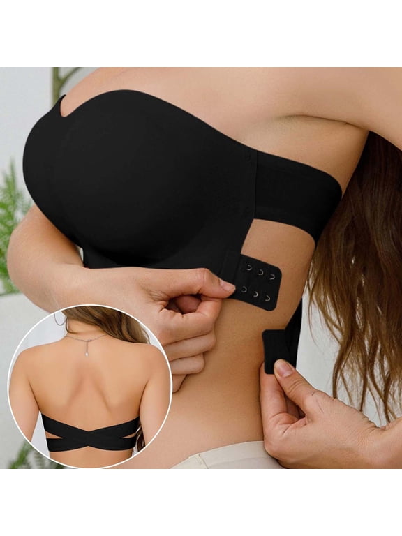 Women's Solid Color Strapless Bra Side Buckle Tube Top Underwear