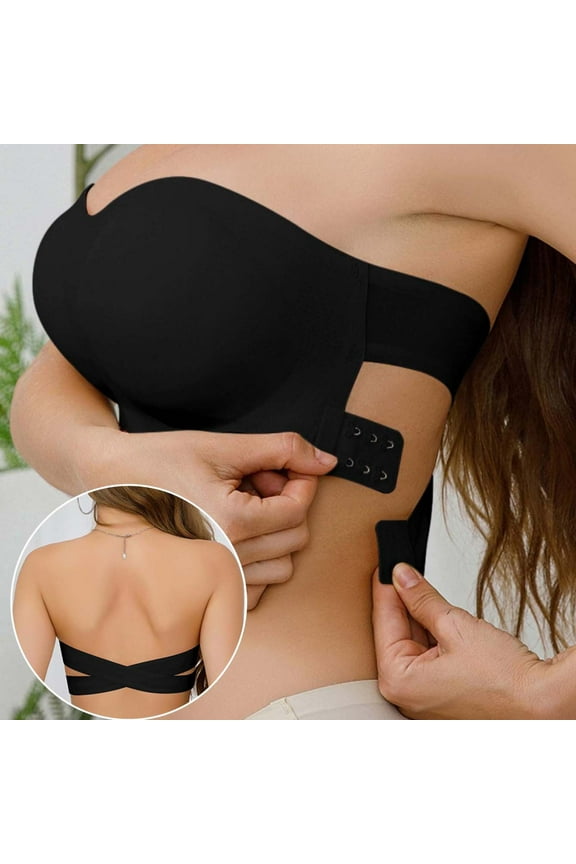 Women's Solid Color Strapless Bra Side Buckle Tube Top Underwear