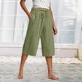 thumbnail image 1 of LADIGASU Women's Summer Casual Loose With Pockets Drawstring Elastic Waist Pants Short Pants, 1 of 6