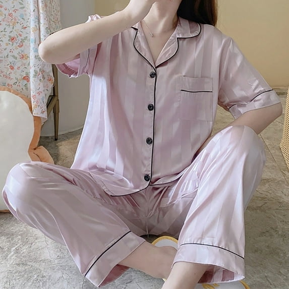 LADIGASU Womens Home Wear Pajamas Women Two-Piece Suit Long Sleeve Pants Pajama Set Homewear