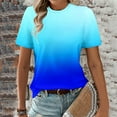 thumbnail image 1 of LADIGASU Womens Print Short Sleeve Out Blouse Round Neck T-Shirt, 1 of 5