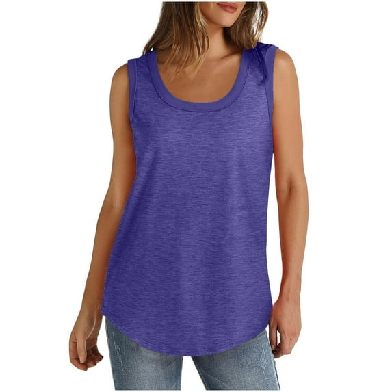 Summer Savings LADIGASU Womens Plus Size Tank Tops Summer Sleeveless T-Shirts Tops Casual Button Down Tunics Shirts