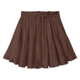thumbnail image 1 of LADIGASU Womens Summer Solid Color Elastic Drawstring Loose Skirt, 1 of 7