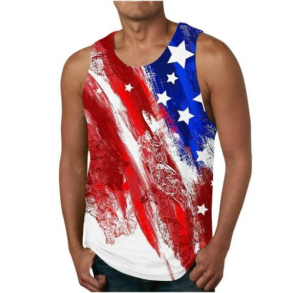 Summer Savings Clearance!LEBONYARD Men's Short Sleeve Crew T-shirt,Men's Print Tank Top Casual Sports Sleeveless Round Neck T-shirt Tank Top White XXXXL