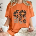 thumbnail image 1 of Spring Tops for Women LEBONYARD Short Sleeve Womens Tops,Women's Fashion Summer Round Neck Drop Sleeves Leisure Short Sleeve Flower Printing Tops Orange XL, 1 of 7