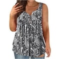 thumbnail image 1 of GaThRRgYP Summer Tops for Women,Women's Sleeveless Round Neck Off-Shoulder Blouse,Womens Tank Summer Printed Sleeveless Flared Trendy Blouse Button Tunic Shirt Tops Gray XXL, 1 of 5