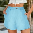 thumbnail image 1 of Summer Savings Clearance!LEBONYARD Womens Summer Shorts with Pockets,Women's Shorts Pants Summer Elastic Waist Casual Linen Pockets Pants Sky Blue L, 1 of 7