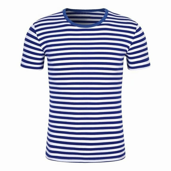 Summer Savings Clearance LINGLANG Womens Tops Summer 2025 Short Sleeved Stripe Shirt Loose Fit Crew Neck Tshirts Shirts
