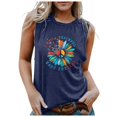 thumbnail image 1 of Summer Savings Clearance LINGLANG Womens Tops Summer 2025 Sunflower Graphic Tank Flower Graphic Navy Tees Shirt Sleeveless Loose Shirts T Shirts, 1 of 5