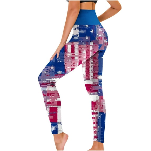 Summer Savings Clearance Leggings Xihbxyly Leggings for Women, Women's Casual Printed Yoga Pants High Waist Loose Straight Long Pants Running Hip Fitness Pants Active Navy XL