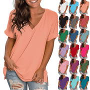 HAOZZAW Summer Savings Lenago Summer Plus Size Tops for Women Summer Sleeves V-Neck Casual Tops T-shirt for Beach Party Tops Tunic Blouses Loose Summer Tops