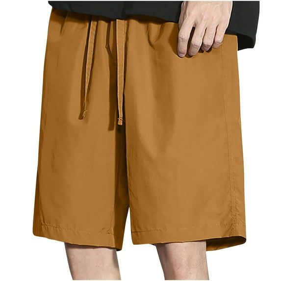 Summer Mens Shorts, Men's Big & Tall Cargo Shorts Men's Casual Solid Pants Drawstring Waist Athletic Gym Shorts With Pocket, M-4XL