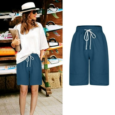 Summer Savings Clearance Mrasaso Womens Shorts Women's Fashionable Solid Color Three Way Pants With Drawstring Shorts