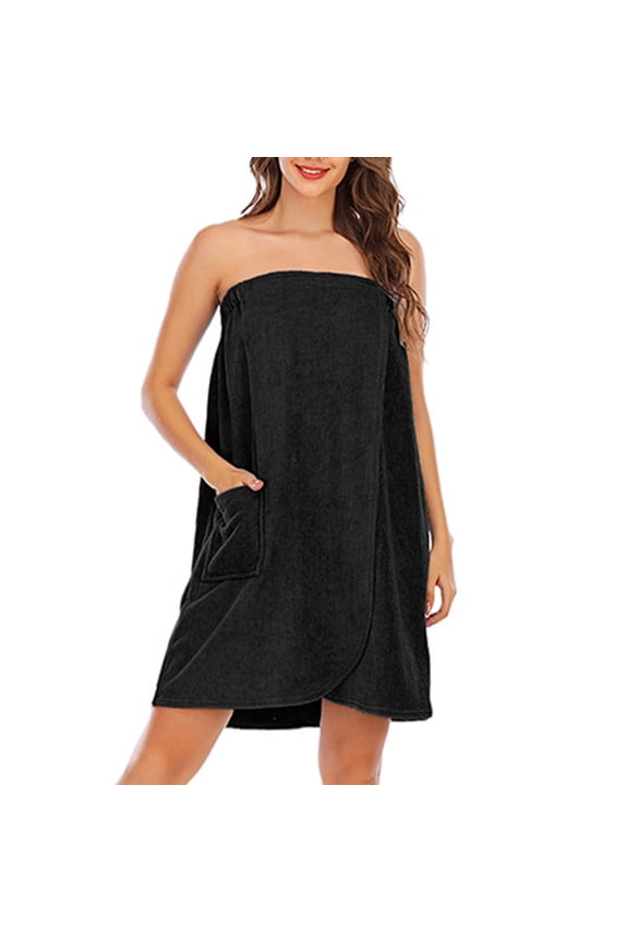 Bathrobe for Women Cotton Thickened Strapless Robe with Pockets Home Bathing(Quick Dry+Absorbent+Soft) Size S-XXL