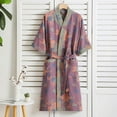 thumbnail image 1 of Nexjvus Womens Robes Cotton Short Sleeve Double-Layer Gauze Bathrobe Lightweight Sleepwear Robe for women Size L, 1 of 4