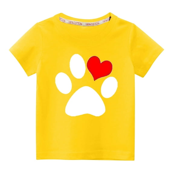 Nskgu Boys Girl's Dog Print Round Neck Tee Casual Short Sleeve Regular Fit Blouses Cute Tee Tops T Shirt
