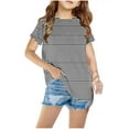thumbnail image 1 of Nskgu Girl's Striped Short Sleeve T Shirts Crewneck Loose Fit Tunic Tops Summer Casual Cute Tee Shirts Blouses for 3-12 Years under $10, 1 of 4
