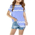 thumbnail image 1 of Nskgu Girls Casual Short Sleeve T Shirts Striped Print Tee Blouse Round Neck Tshirts Kids Loose Tunic Tops Size 3-12 Years under $10, 1 of 4