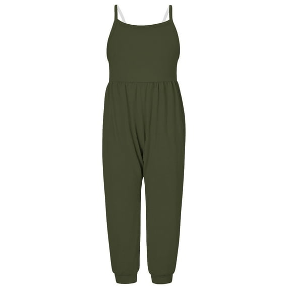 Nskgu Girls Romper Overall for Girls Summer Sleeveless Casual Romper Spaghetti Strap Shorts Jumpsuit with Pockets Girls Jumper
