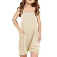 thumbnail image 1 of Nskgu Girls Summer Outfits Girls Jumper Girls Summer Crew Neck Romper Sleeveless Stretchy Short Jumpsuit Pants with Side Pockets, 1 of 6
