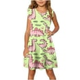 thumbnail image 1 of Nskgu Girls Summer Stretchy Dress A Line Twirly Skater Dresses Midi Cute Dress for Girls Sundress for Kids, 1 of 5