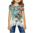 thumbnail image 1 of Nskgu Girls T Shirs Casual Tunic Tops Floral Printed Short Sleeve Loose Soft Blouse T-Shirt Kids T Shirts Cute Tops for Girsl for Size 3-14 Years, 1 of 4