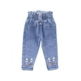 thumbnail image 1 of OGLCCG Toddler Girls Jeans Kids Elastic Waist Straight Leg Denim Pants with Pockets Casual Stretch Long Trousers 2-6 Years, 1 of 3