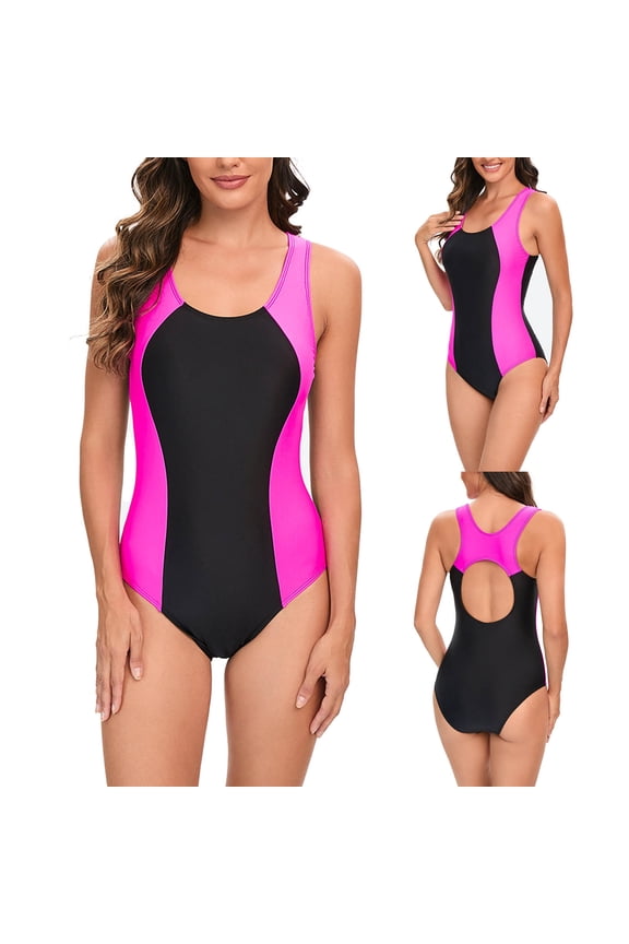 Summer! Ohufall One Piece Bathing Suit For Women Athletic Training Swimsuit Monokini 2025 New Womens Tummy Control Swimwear