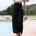 thumbnail image 1 of Pants for Women Wide Leg Linen Pant Flowy Palazzo Summer Casual Pants with Pocket Drawstring Comfort Loose Lounge Pants, 1 of 6