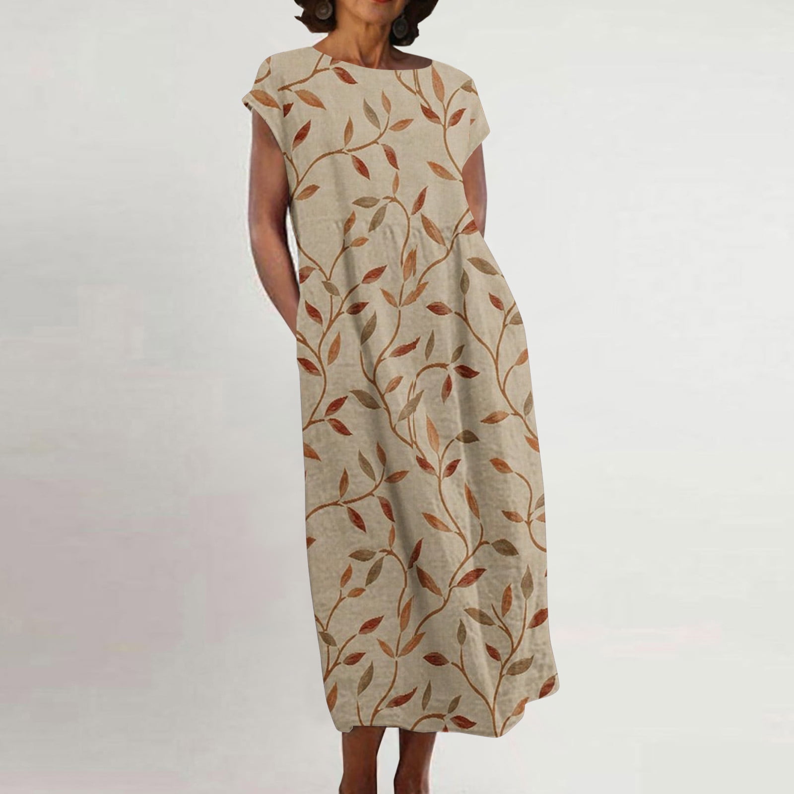 GU Nyen Plus Size Summer Dress - Boho Print Sleeveless Ruffle Swing Dress For Women - View #7