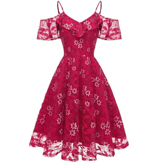 Purple Dress for Women Lace Off-the-shoulder Sling Short Sleeves Party Dress Cocktail Prom Ballgown Vintage Dresses for Women 2025 Wedding Guest