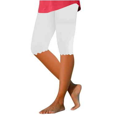 Summer Savings Clearance! RQYYD Capri Leggings for Women Tummy Control High Waisted Yoga Pants Slim Fitting Stretch Tight Leggings Summer Capri Pants