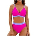 thumbnail image 1 of RQYYD Two Piece Swimsuit for Women's High Waisted Bikini Sets V Neck Two Piece Swimsuit Color Block Twist Front Bathing Suits, 1 of 6