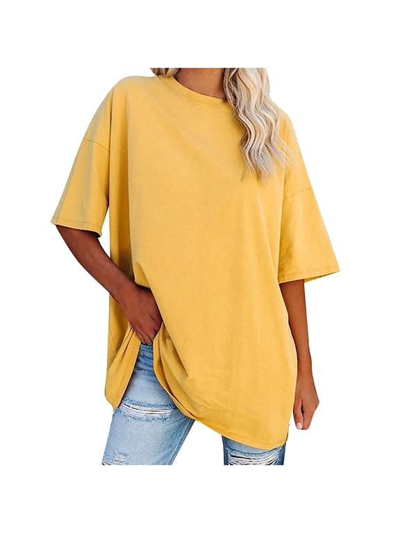Women's Plus Size V Neck T Shirts Summer Half Sleeve Oversized Tees Casual Loose Fit Tunic Tops
