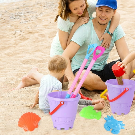 Rciityk 6Pcs Beach Toys for Kids 4-8 Collapsible Sand Castles Toys for Beach Include Buckets, Shovels, Sand Toy Molds Summer Beach Vacation Essentials