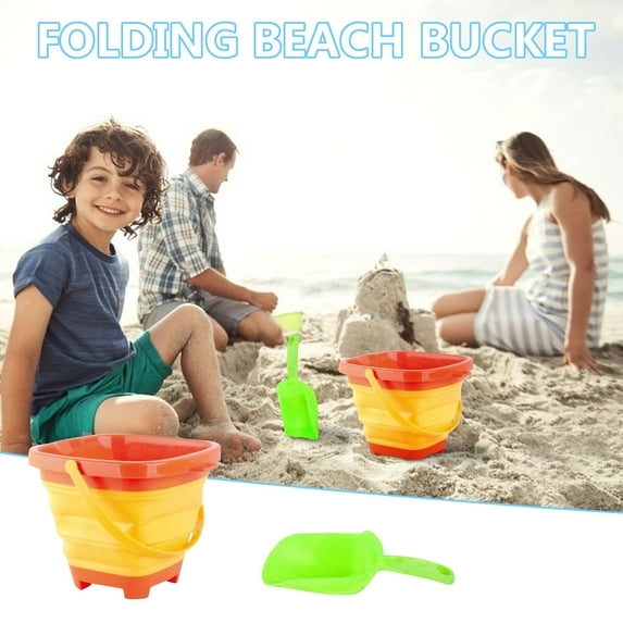 Rciityk Collapsible Beach Sand Bucket with 1 Shovels Beach Toys for Kids Ages 4-8 Summer Sand Buckets for Kids Beach Essentials