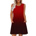 thumbnail image 1 of Rciityk Summer Dresses for Women Beach Boho Sundress Gradient Printed Sleeveless Mini Dresses Casual Loose Tank Dress with Pockets, Red L, 1 of 8