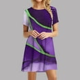 thumbnail image 1 of Rciityk Summer Dresses for Women Casual T-shirt Dresses Vintage Printed Beach Dress Short Sleeve Crew Neck Boho Vacation Dress, Purple L, 1 of 7