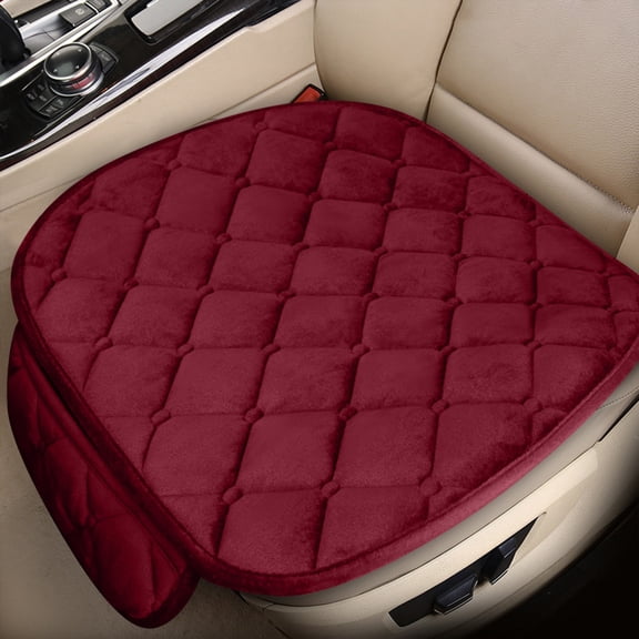 Ruroz 1pc Car Seat Cushion, Premium Comfort Memory Silk Wadding, Non-Slip Rubber Bottom With Storage Pouch, Car Seat Pad Universal Red