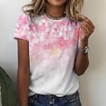 thumbnail image 1 of Plus Size Blouses for Women Floral Casual Ladies' Tops Pleated Short Sleeve Round-Neck Blouses Shirts Multicolor Womens Summer Outwear Comfortable Vacation Beach Fashion, 1 of 8