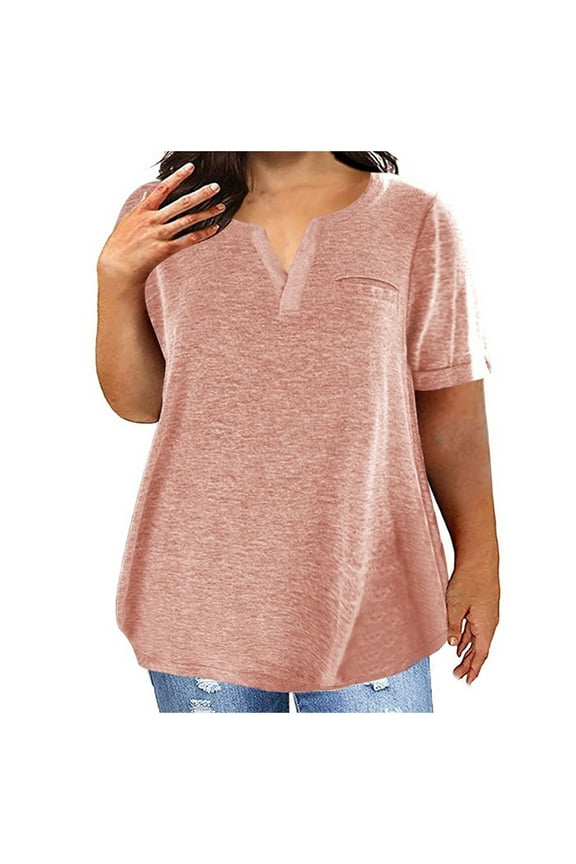 Summer Women Blouses Sawvnm Plus Size Tops For Women Sexy V-Neck Blouse Lace Casual Loose Summer Short Sleeve Blouse