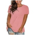thumbnail image 1 of Summer Women Blouses Sawvnm Summer Tops for Women Blouse Spring Printed Mid-length 3/4 Sleeves O-Neck Casual Teen Tops T-shirt for Beach Party Pink L, 1 of 4