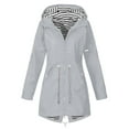 thumbnail image 1 of 50% Off Clear!Sawvnm Winter Long Coats for Women Solid Rain Jacket Outdoor Plus Size Waterproof Hooded Windproof Loose Coat Gifts, 1 of 6
