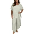 thumbnail image 1 of Xihbxyly Women's Pajama Set Cute Printed Round Neck Short Sleeve Top and Long Pants Sleepwear Pjs Sets with Pockets Loungewear Summer Outfits Beige S, 1 of 6