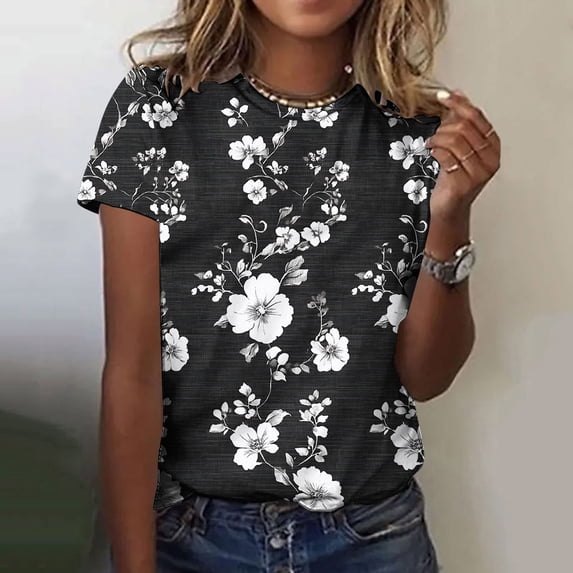 Short Sleeve Shirts for Women T Shirts for Women Loose Fit Printed T Shirts for Women Vintage Plus Size Tops
