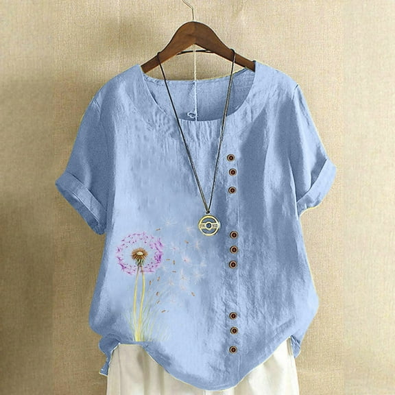 Short Sleeves Tops T Shirts Cotton Printed Tops Plus Size Tee Shirts for Women Graphic